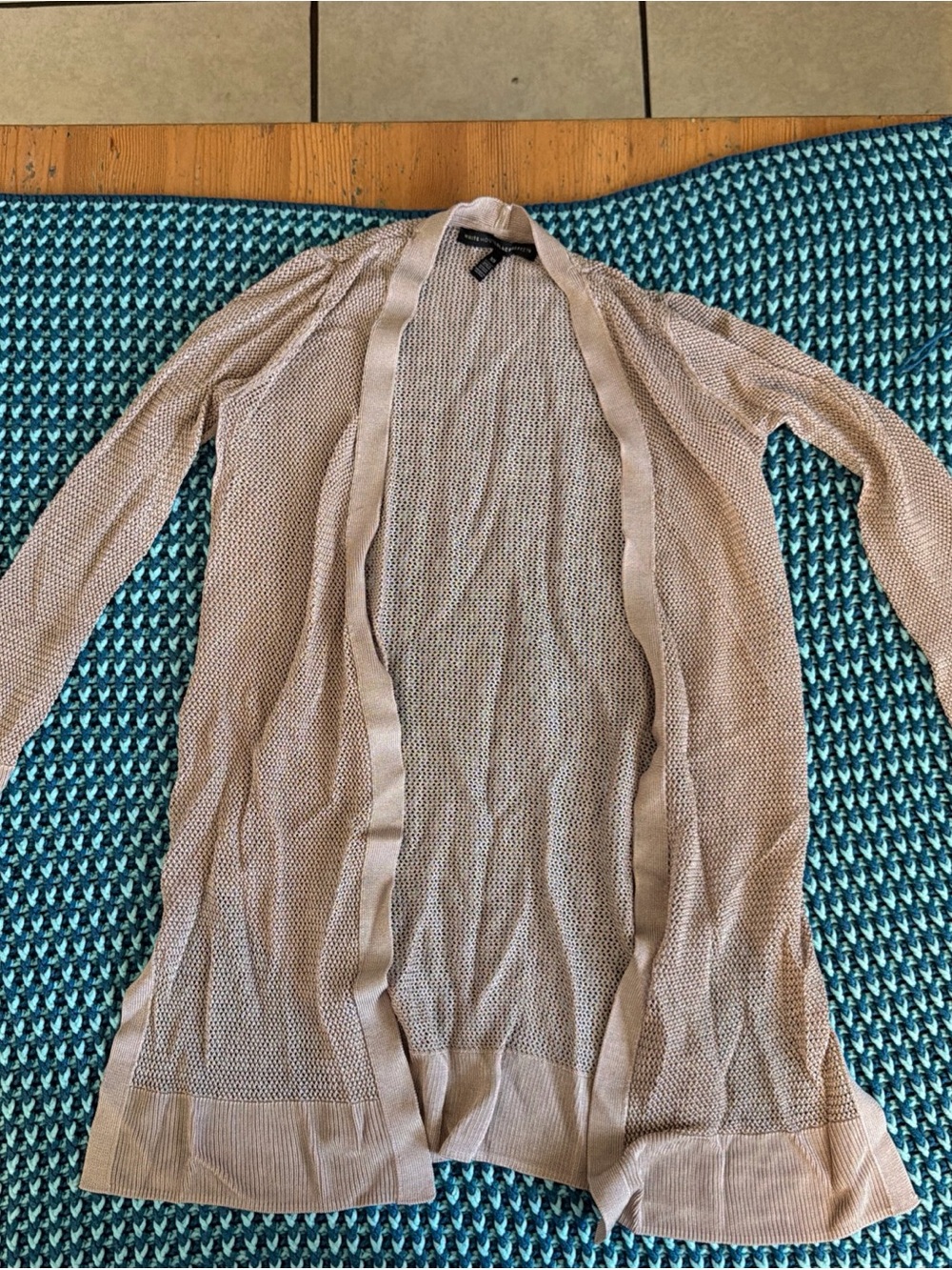 White House Black Market Taupe Open-Front Lightweight Cardigan
